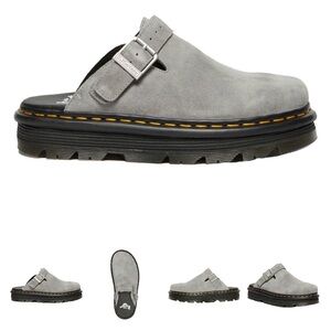 Dr. Martens Gray Suede zebzag mules